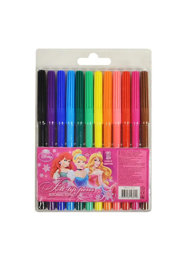 Фломастеры 12цв "Princess", вент.колп., пл.уп, подвес,  Disney 235790 — 1