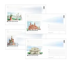 Набор конвертов «Москва (Кремль, Большой театр, Исторический музей, Храм Василия Блаженного)»