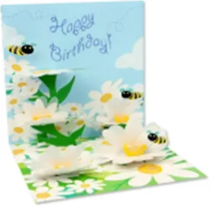 3D открытка Шмели в ромашках (Bees and Dairies) (мини) (TR128) 2384721