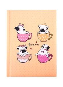 Записная книжка А6 48л лин. "Веселый песик" 7БЦ с поролоном, мат.ламинация, выб.лак, блестки «Перламутр»