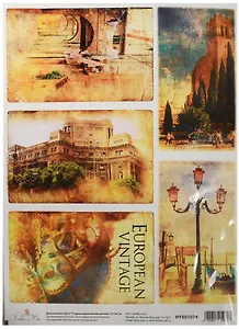 Декупажная карта Старые европейские улочки 21*30см