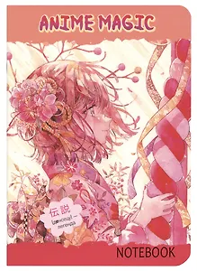 Записная книжка 120*170 32л кл. "Аниме MAGIC. Девочка с цветком в волосах" карт.обл., мат.ламинация, выб.УФ-лак