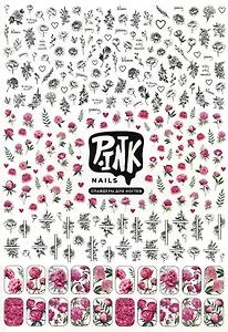Слайдеры для ногтей «Пионы», Pink
