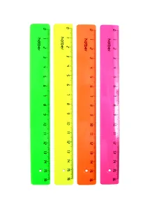 Линейка 16см пластик, флуорес., ассорти