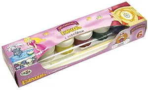 Краски гуашевые 05цв +гель(серебро) 20мл, "Золушка" к/к., кисть, Гамма