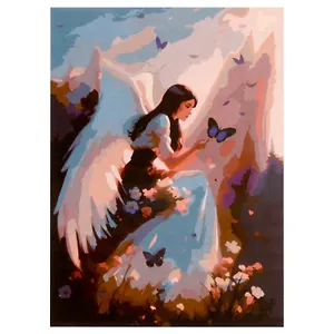 Холст с красками по номерам "Ангел любуется бабочкой", 30 х 40 см