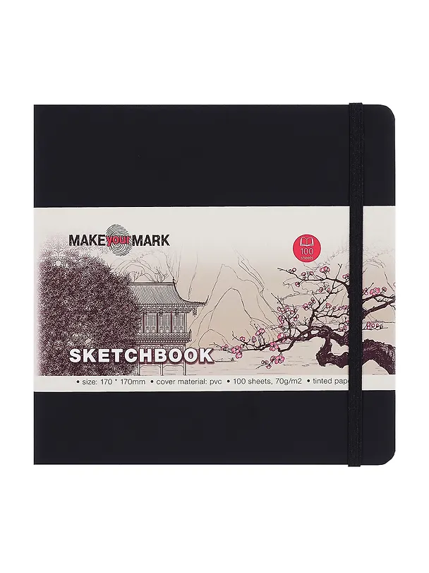 Книга для записей 17*17 100л кл. "Make your mark" черн.тв.переплет, тонир.блок, резинка, ляссе, инд.уп. 2952082 — 7