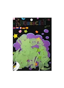 Набор зел. светящ. накл. Звезды и каметы с лицами (ЗАрт 655) (15001902) (12шт) (3+) (упаковка)
