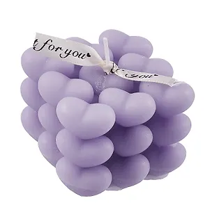Свеча ароматическая Bubble Сердечки (лавандовая) (6х6) (ПВХ бокс) (12-9314B-6) 3072790