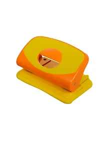 Дырокол 10 листов пластиковый "Omax", желто-оранж, к/к, Eagle