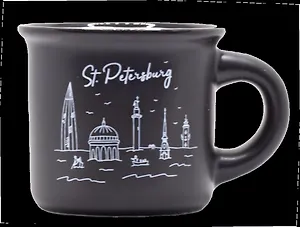 Кружка СПб. Потоп, 50мл, черная, матовая, фарфор