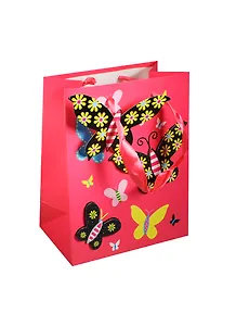 Пакет подарочный бумажный А5 18*23*10 "Бабочки", розовый, мат. ламинат, Хансибэг