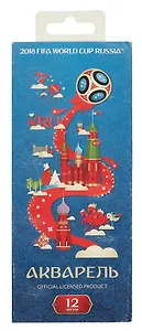 Краски 12 цветов, акварельн. Медов., полусухие ЧМ ПО ФУТБОЛУ 2018 без кисти, в пенале KKa_12030
