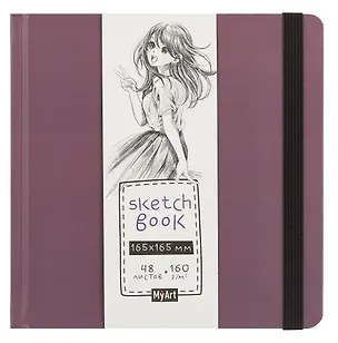 Скетчбук 165*165 48л "Аниме" белый офсет 160г/м2, тв.обложка, резинка 3063096