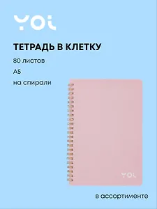 Тетрадь в клетку Yoi, Shine, 80 листов, в ассортименте