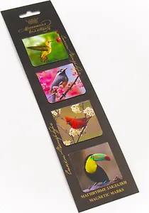 Набор магнитных закладок, 4шт. Экзотические птицы