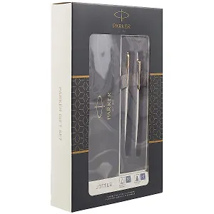 Подарочный набор Parker, Jotter Core Stainless Steel GT, ручка шариковая и ручка перьевая