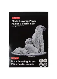 Блокнот для эскизов А5 20л "Black Sketch Portrait" 200г/м2, бескислотная черная бумага, Derwent