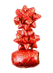 Набор для упаковки Звёзды жёлтый на красном, лента, бант 2шт