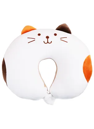 Подушка на шею с кнопкой «Кот пятнистый», (28х28 см), (белый) 2818438