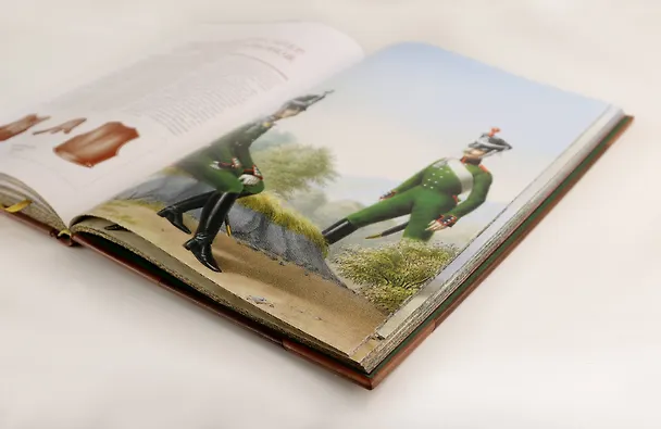 Книга История одежды и вооружения российских войск. Книга большого формата с цветными иллюстрациями и в коллекционном кожаном переплете ручной работы изящным тиснением (Александр Висковатов) — 13