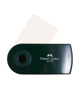 Ластик "Sleeve", прямоугольный, 73*34*15мм, зеленый пластиковый футляр, Faber-Castell 255818