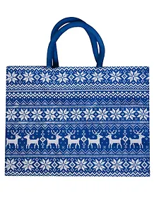 Сумка джутовая (PB3067) (43х34х19) Олени синяя