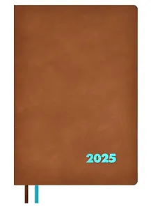 Еженедельник дат. 2025г. А5+ 80л 157х225 "Нубук" коричневый, кожзам, мягк. переплет, тисн. фольгой, офсет, ляссе