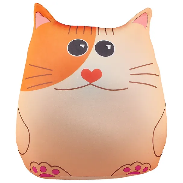 Игрушка-антистресс Котик светлый с рыжим ушком (38х30) (АН2017-2) 2585915 — 1