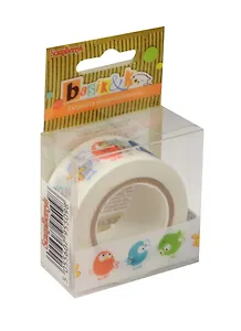 ХОББИ И ТЫ ScrapBerrys Бумажная клейкая лента с принтом Basik&Co Птички 15мм*8м