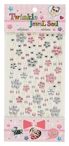 Стразы самоклеящиеся цветочки (розовые)