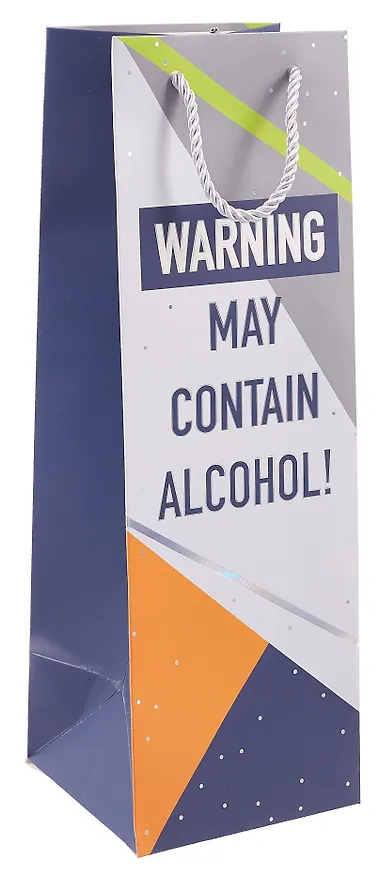 Пакет бутылочный 36*12*12 "Warning. May contain alcohol!" нейтр., бум.мат.ламинат 3103293 — 1