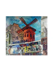 Картина Париж Moulin Rouge акварель (CT3-16) (40Х40см)