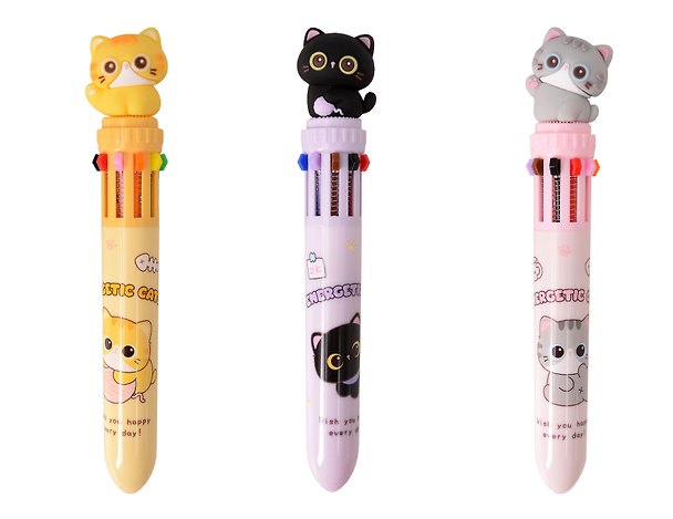 Шариковая ручка 10 цветов автоматическая, «Energetic cats», в ассортименте 3152629 — 1