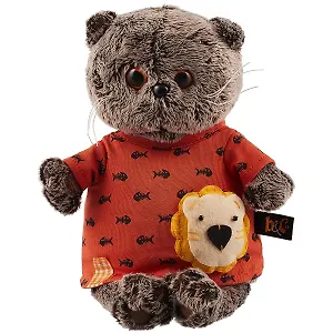 Мягкая игрушка Басик в оранжевой футболке с львенком (19 см) (Ks19-083)