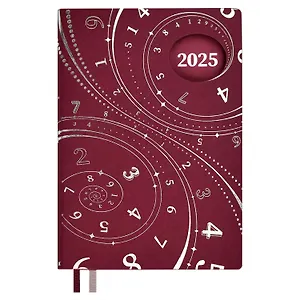 Ежедневник дат. 2025г. А5 184л Нумеролог "Шиммер" бордовый, кожзам, мягк.переплет, тисн. фольгой, офсет, ляссе