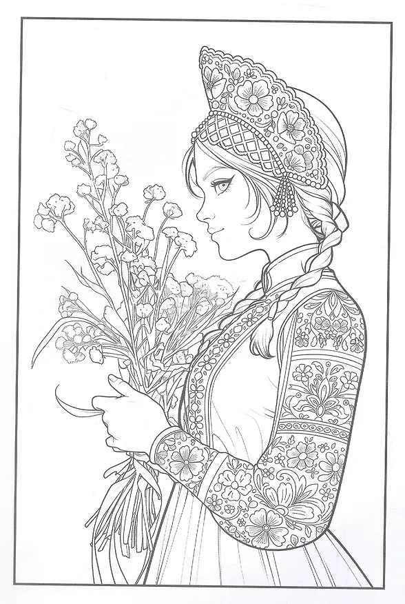 Книга Раскраска. Девушка в кокошнике () — 5