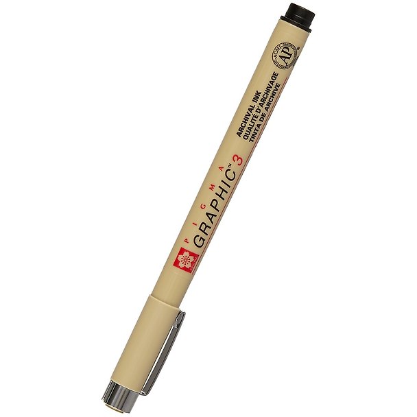 Ручка капиллярная «Pigma Graphic 3» чёрная, Sakura 249900 — 1