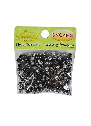 Бусины Розочки черные (00009602) (180шт) (6мм) (20г/уп) 2422730