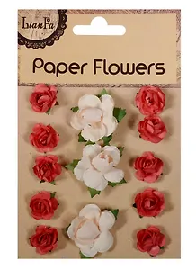 Набор для творчества, Цветы Paper Flower 3 больш.+10маленьк., (розовые/персиковые/оранжевые/красные)