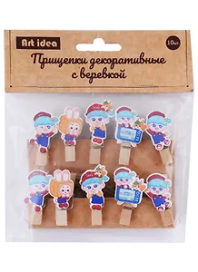 Прищепки декоративные с веревкой «Детки», 10 шт.