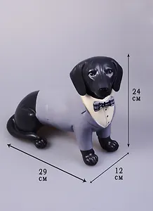 Фигурка полирезина Такса в костюме черно-белая (29x12x24) (44419)