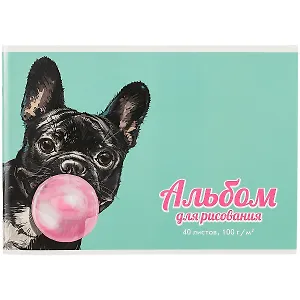 Альбом для рисования Феникс+, "Мопс", А4, 40 листов, на скрепке