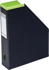 Лоток для бумаг вертикальный А4 70мм Модерн, ПВХ, складной, черный/лайм, Bantex