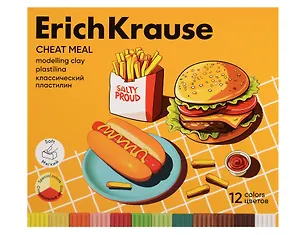 Пластилин 12цв 216гр "Cheat Meal" к/к., стек, ERICH KRAUSE 3132601