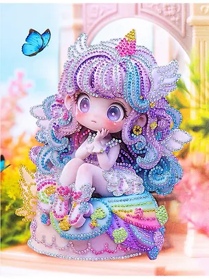 Алмазная мозаика (блестящая) с подрамником, с частичным заполнением "Куколка на тортике", 23 х 30 см 3021531