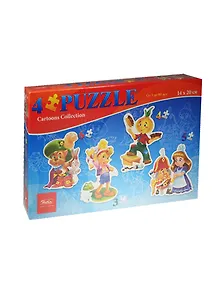 Пазлы 3-4-5-6 (4в1) А5ф Герои сказок (П35_11474) (14х20см) (3-99л.) (Hatber) (коробка)