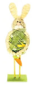 Декоративное украшение Заяц с морковкой (на подставке, зеленый) 16234)