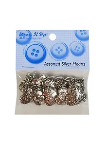 Набор пуговиц Assorted Silver Hearts (14) (10шт.) (упаковка)
