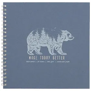 Скетчбук 195*195 20л "Медведь", 200г/м2, тв.обложка, фольга, гребень